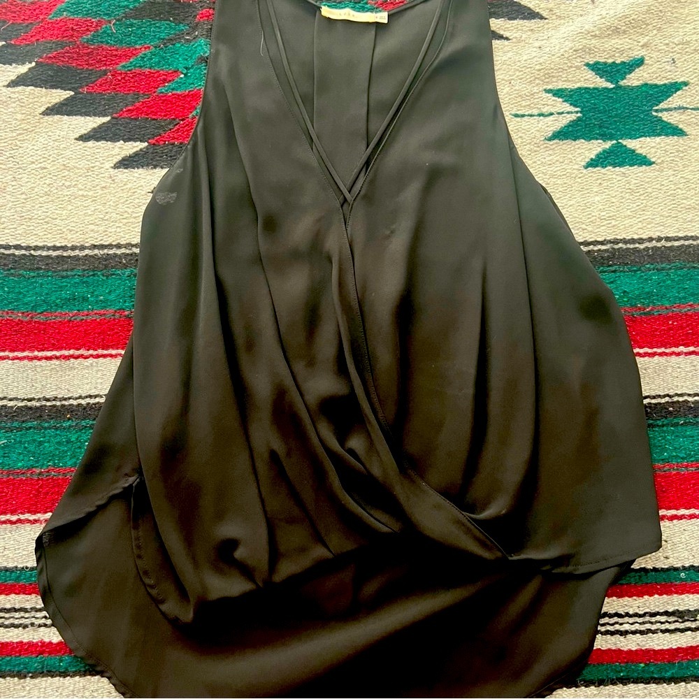 Drapey Lush top, cross-cross front, black, size M